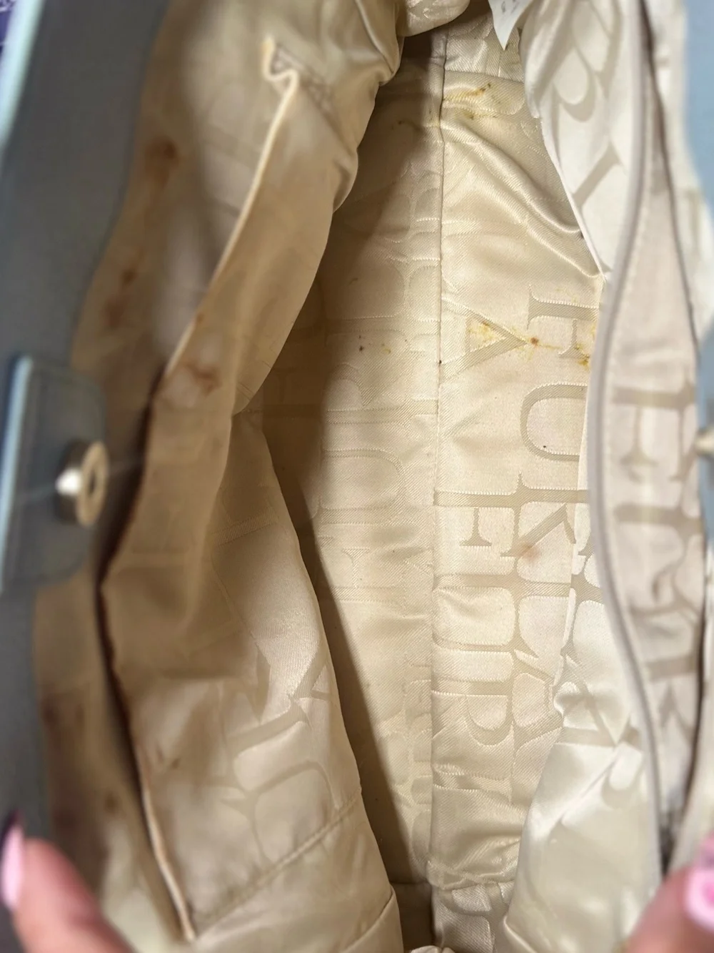 Furla Light blue Pebbled Leather Satchel with Gold Accents